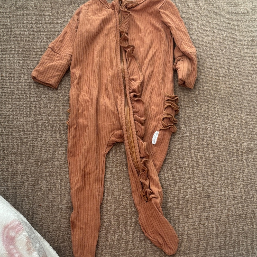 Warm Tan Kids Footie Pajamas